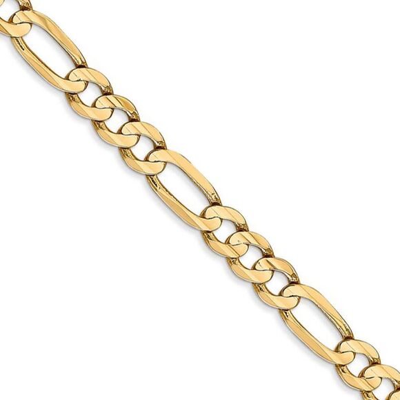5.5mm, 14k Yellow Gold, Open Concave Figaro Chain Necklace, 22 Inch - Picture 1 of 8